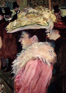 The Dance of the Moulin Rouge: detalje af en elegant kvinde klædt i pink, 1889-90 (detalje af 490)